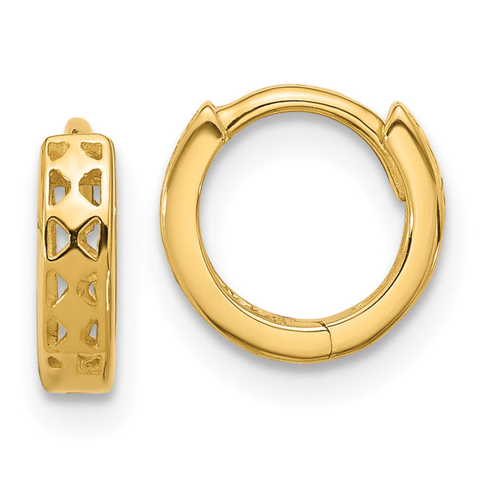 14k Cut-out Design Hinged Hoop Earrings-TM581