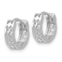 14k White Gold Cut-out Design Hinged Hoop Earrings-TM582