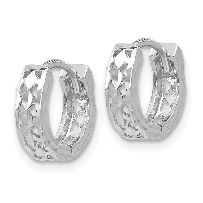 14k White Gold Cut-out Design Hinged Hoop Earrings-TM582