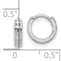 14k White Gold Cut-out Design Hinged Hoop Earrings-TM582