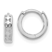 14k White Gold Cut-out Design Hinged Hoop Earrings-TM582
