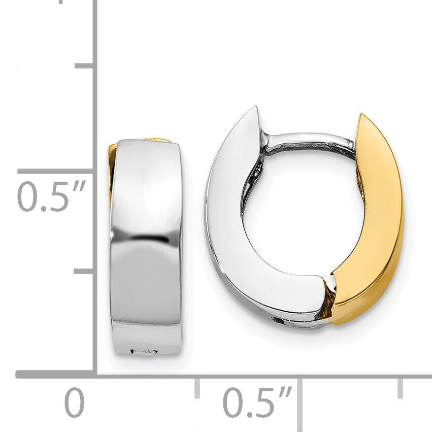 14k Two-tone Polished Hinged Hoop Earrings-TM583