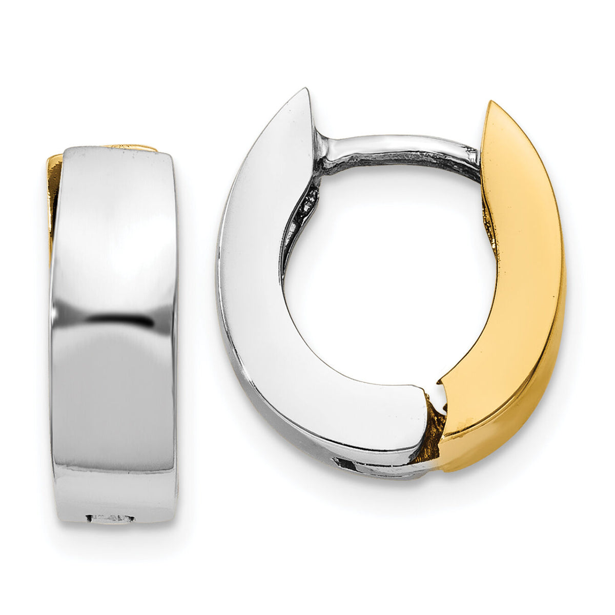 14k Two-tone Polished Hinged Hoop Earrings-TM583
