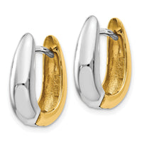 14k Two-tone U Shaped Hinged Hoop Earrings-TM586