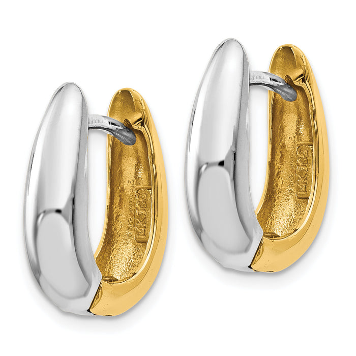 14k Two-tone U Shaped Hinged Hoop Earrings-TM586