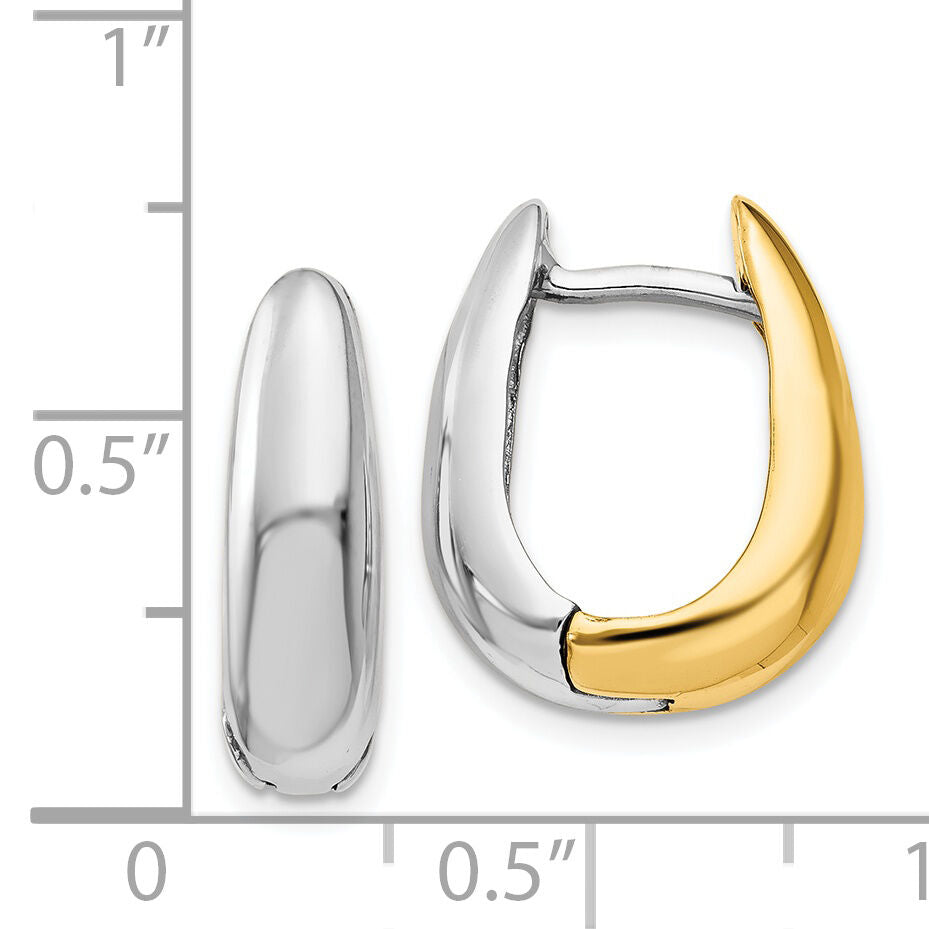 14k Two-tone U Shaped Hinged Hoop Earrings-TM586