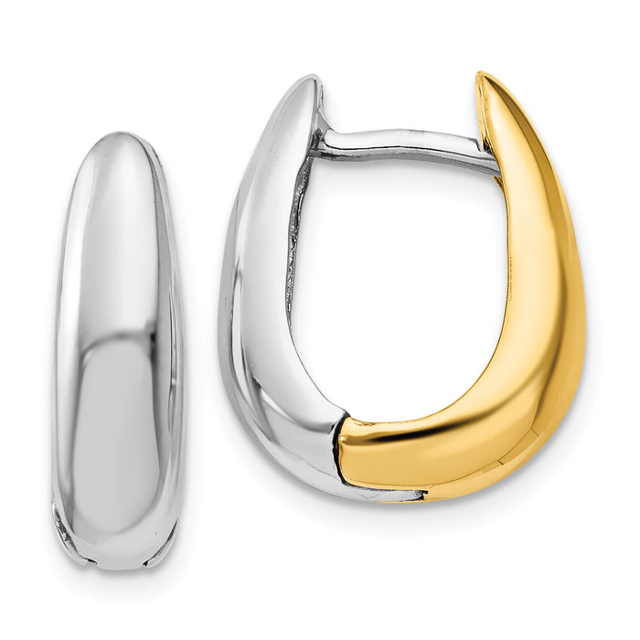 14k Two-tone U Shaped Hinged Hoop Earrings-TM586