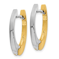 14k Two-tone V Shaped Hinged Hoop Earrings-TM587