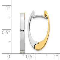 14k Two-tone V Shaped Hinged Hoop Earrings-TM587