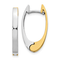 14k Two-tone V Shaped Hinged Hoop Earrings-TM587