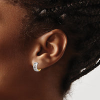 14k Two-tone Greek Key Hinged Hoop Earrings-TM590