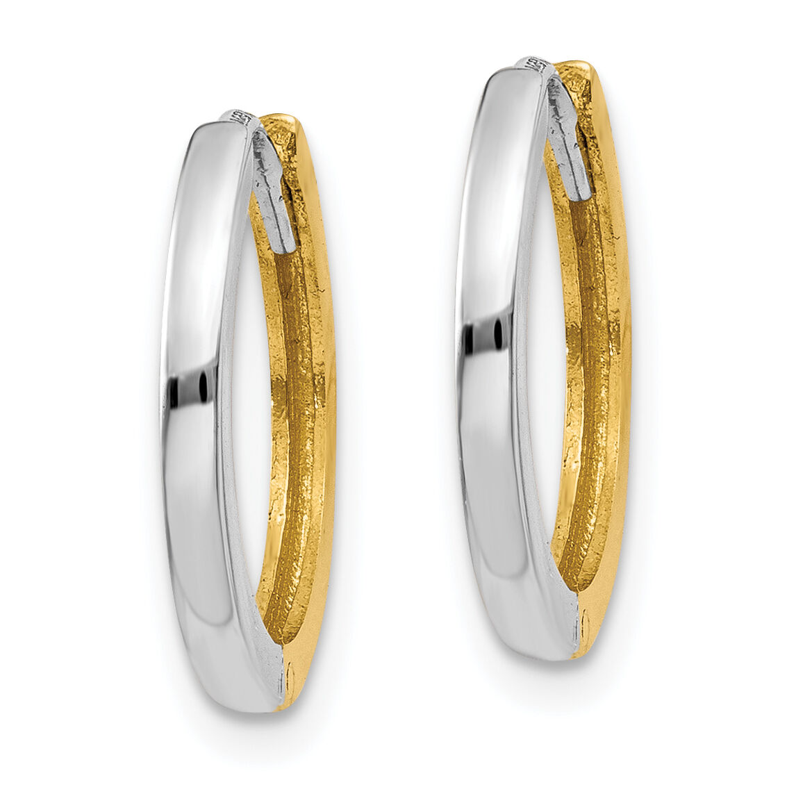 14k Two-tone Round Hinged Hoop Earrings-TM593