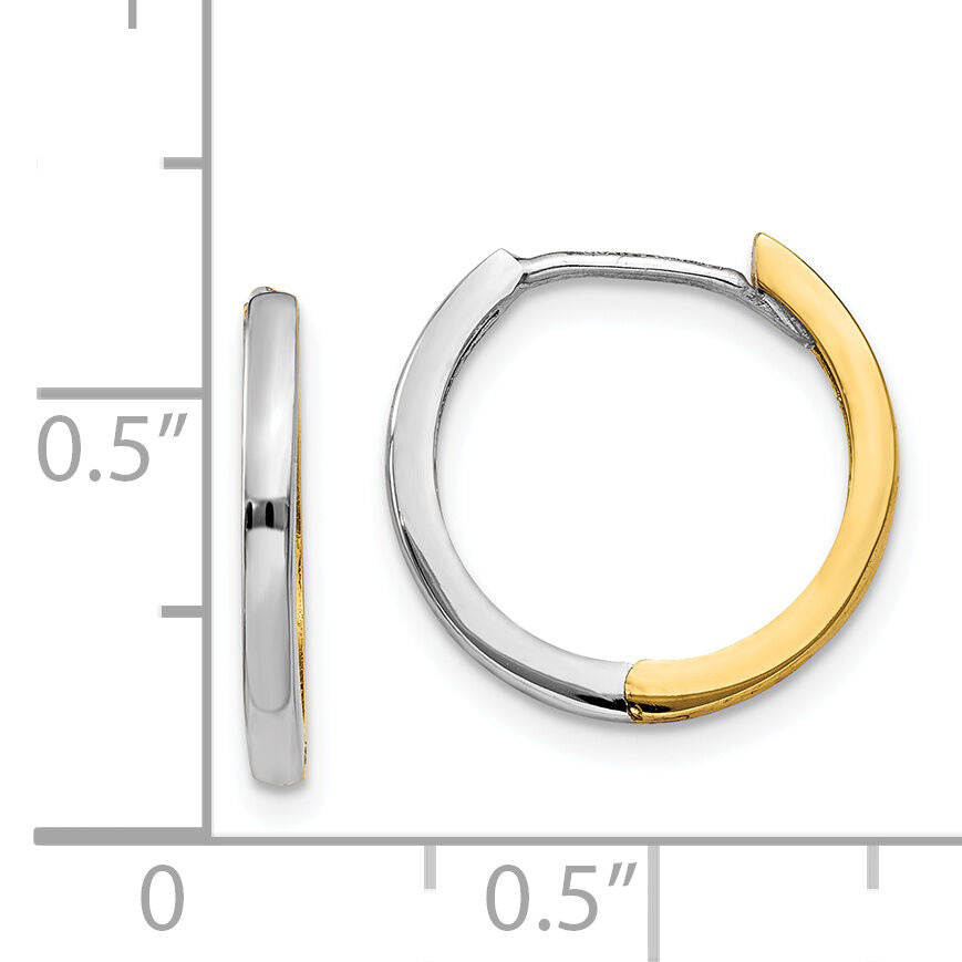 14k Two-tone Round Hinged Hoop Earrings-TM593
