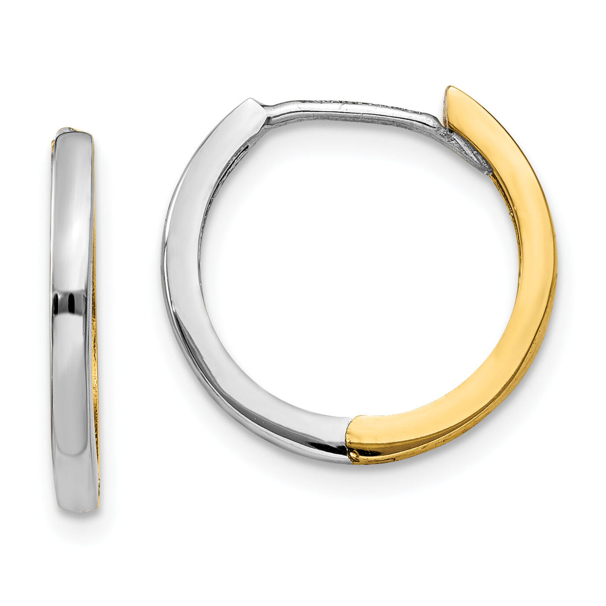 14k Two-tone Round Hinged Hoop Earrings-TM593