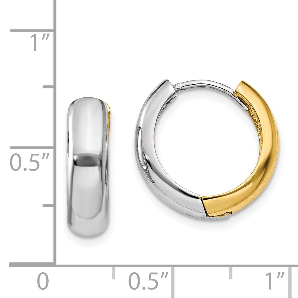14K Two-tone Huggie Earrings-TM595