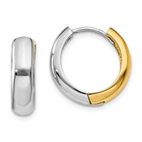14K Two-tone Huggie Earrings-TM595