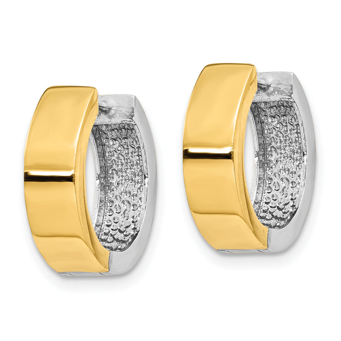 14k Two-tone Round Hinged Hoop Earrings-TM601
