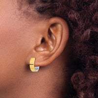 14k Two-tone Round Hinged Hoop Earrings-TM601