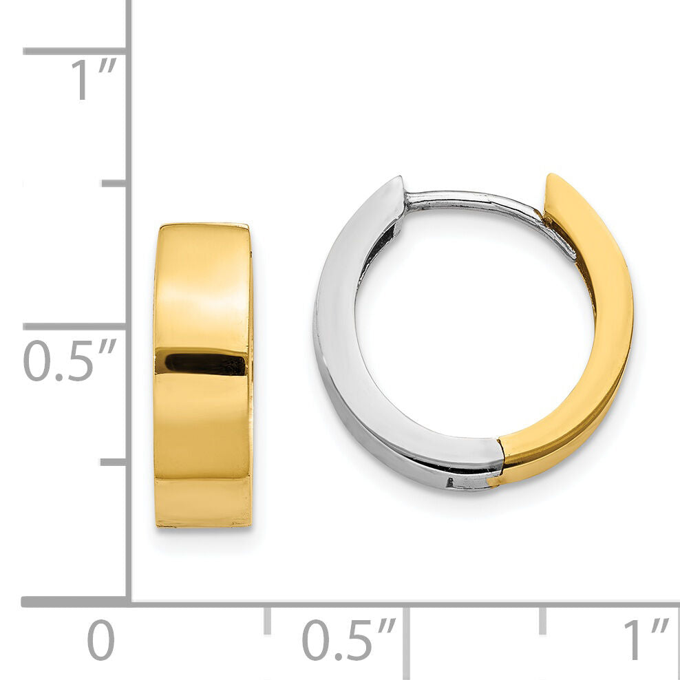 14k Two-tone Round Hinged Hoop Earrings-TM601