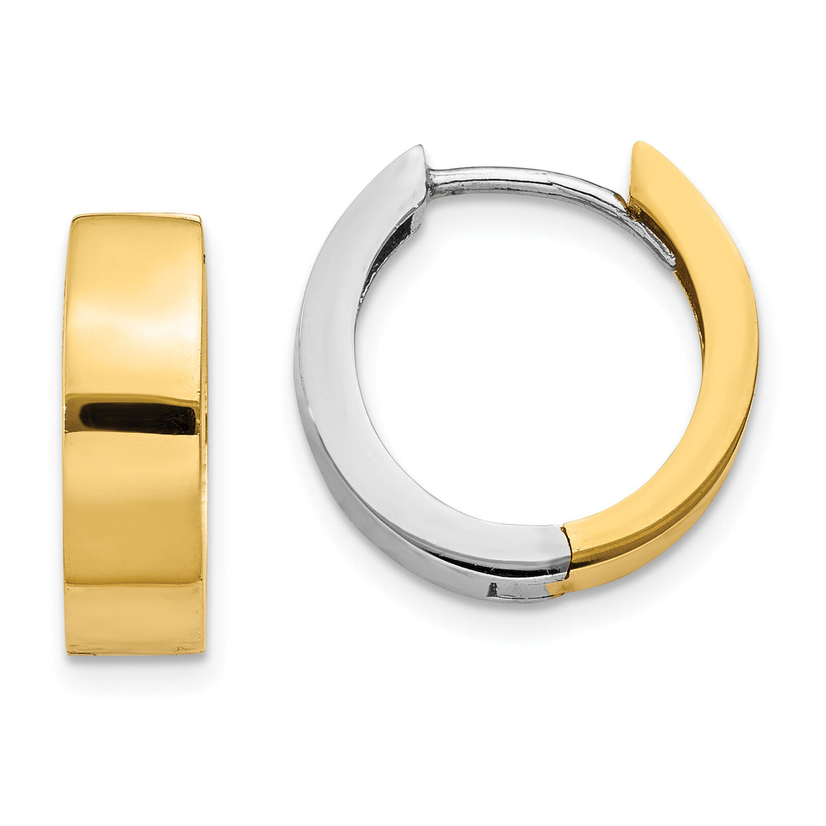 14k Two-tone Round Hinged Hoop Earrings-TM601