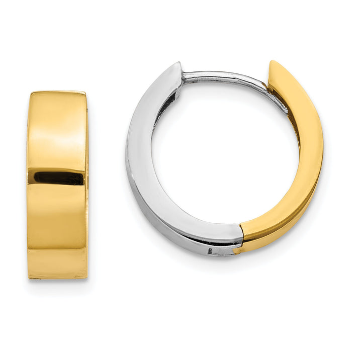 14k Two-tone Round Hinged Hoop Earrings-TM601