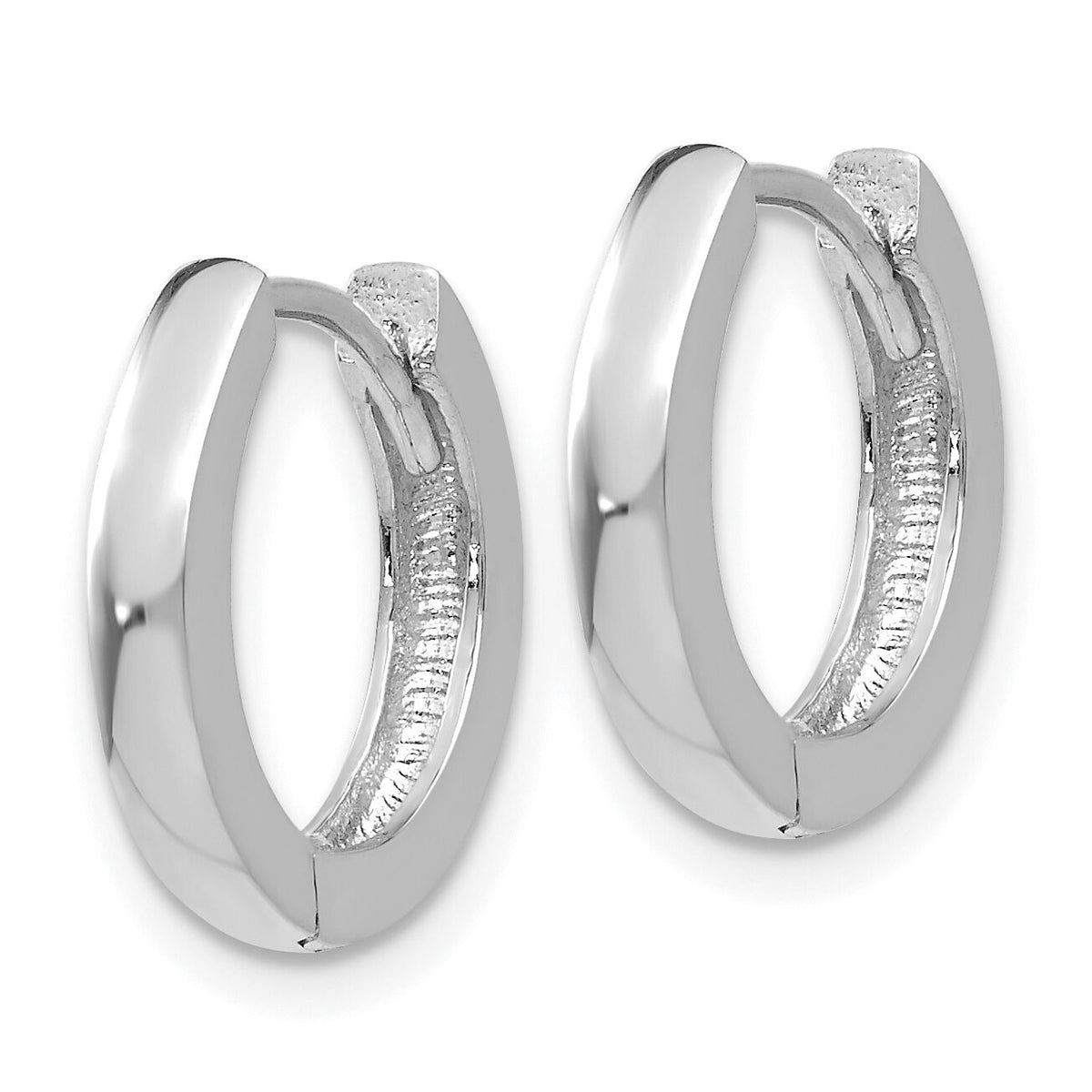 14k White Gold Round Hinged Hoop Earrings-TM606