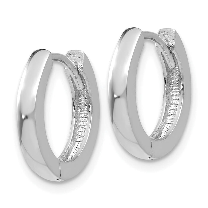 14k White Gold Round Hinged Hoop Earrings-TM606