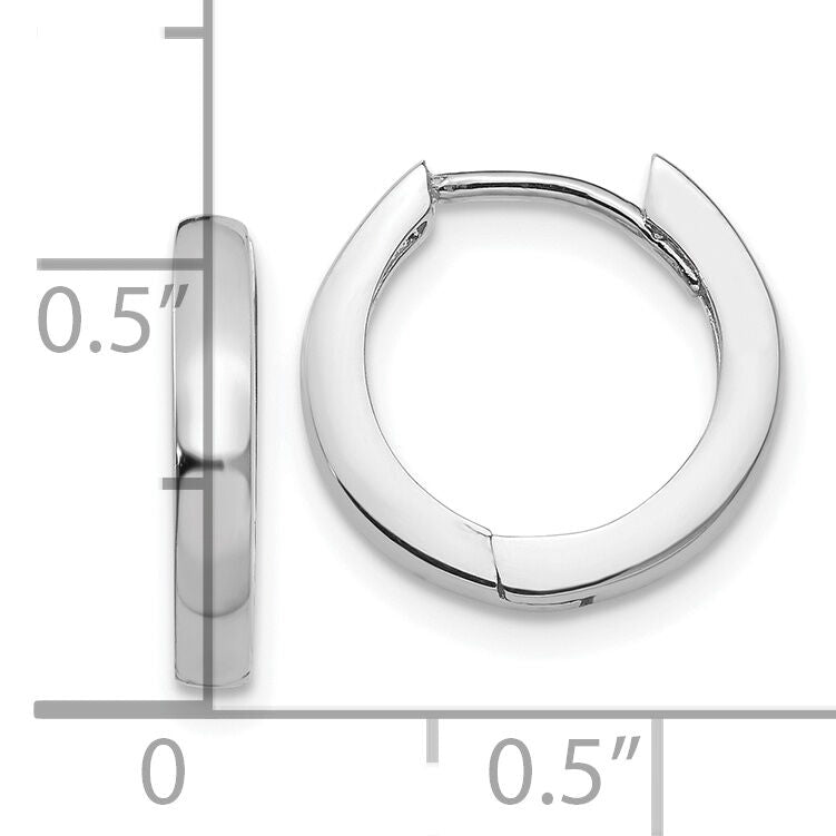 14k White Gold Round Hinged Hoop Earrings-TM606