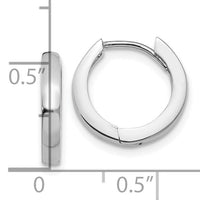 14k White Gold Round Hinged Hoop Earrings-TM606