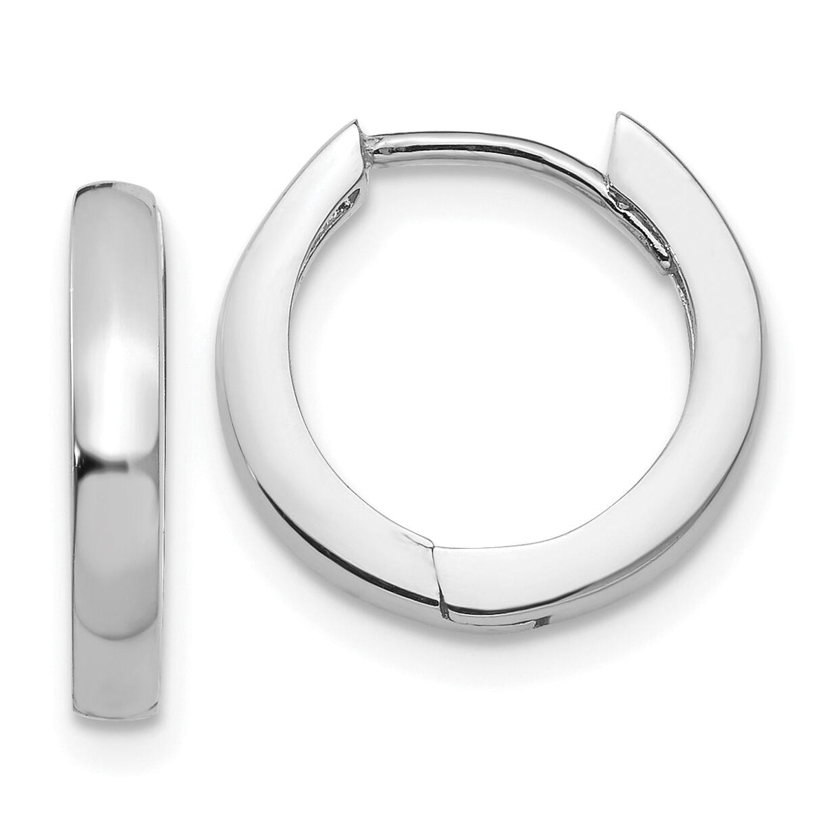 14k White Gold Round Hinged Hoop Earrings-TM606
