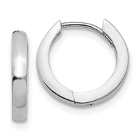 14k White Gold Round Hinged Hoop Earrings-TM606