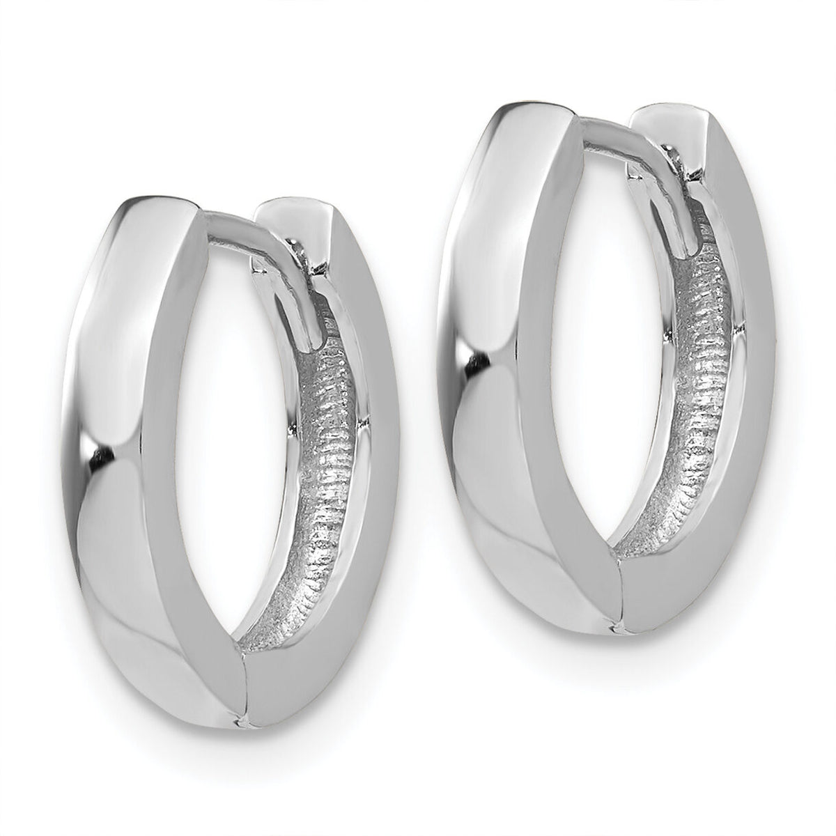14k White Gold Round Hinged Hoop Earrings-TM608
