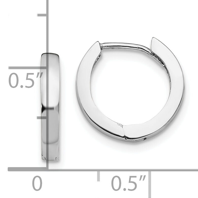 14k White Gold Round Hinged Hoop Earrings-TM608