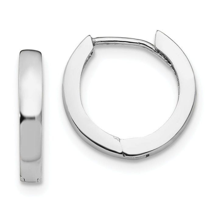 14k White Gold Round Hinged Hoop Earrings-TM608