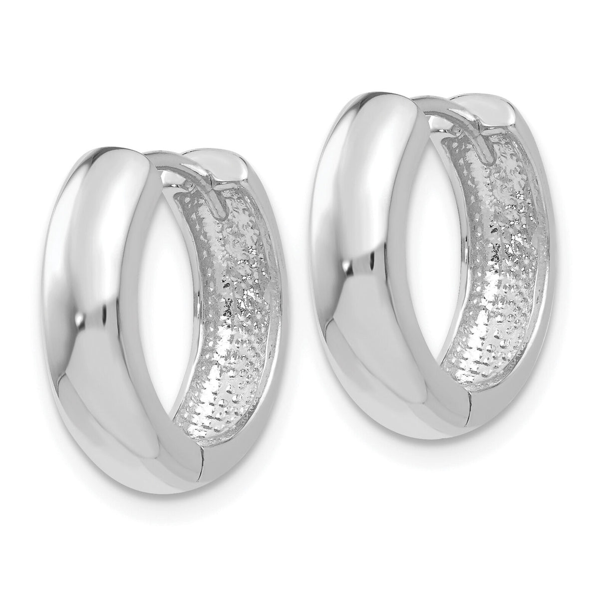 14k White Gold  Round Hinged Hoop Earrings-TM612
