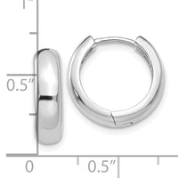 14k White Gold  Round Hinged Hoop Earrings-TM612