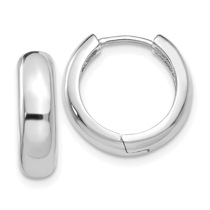 14k White Gold  Round Hinged Hoop Earrings-TM612