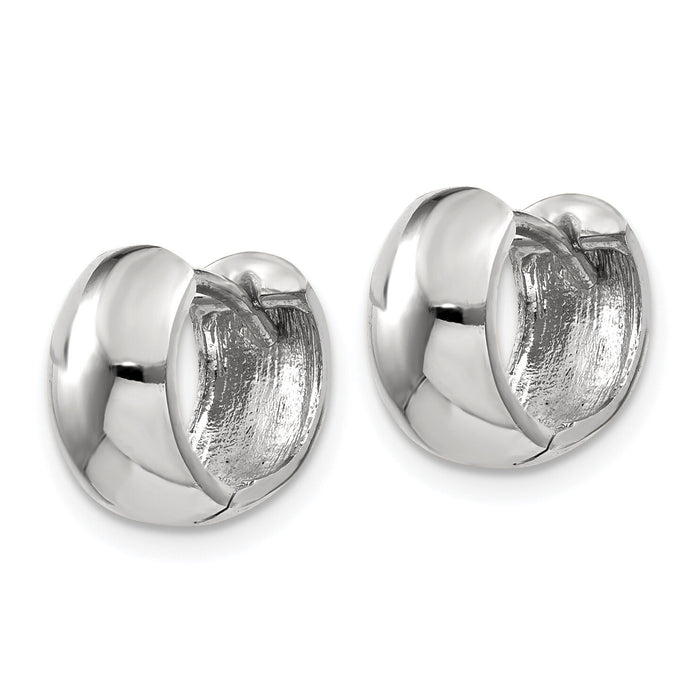 14k White Gold Round Hinged Hoop Earrings-TM616