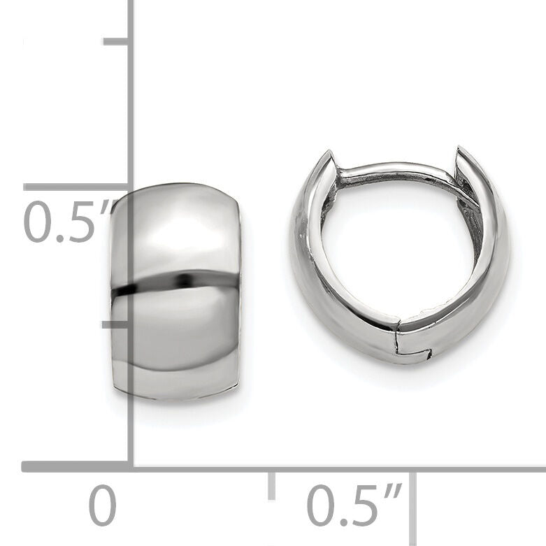 14k White Gold Round Hinged Hoop Earrings-TM616