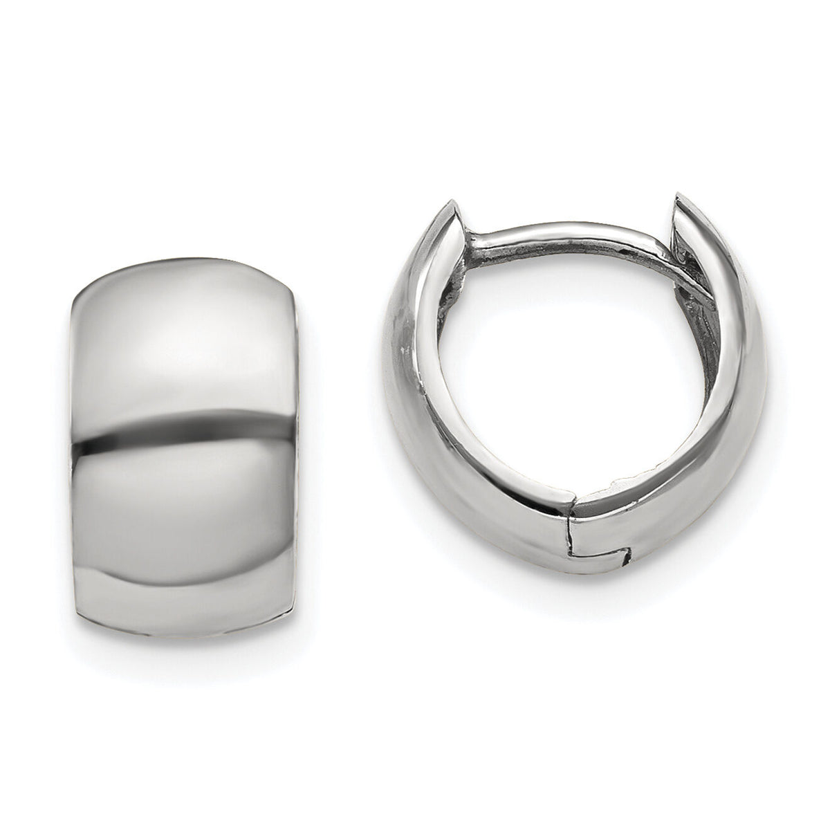 14k White Gold Round Hinged Hoop Earrings-TM616