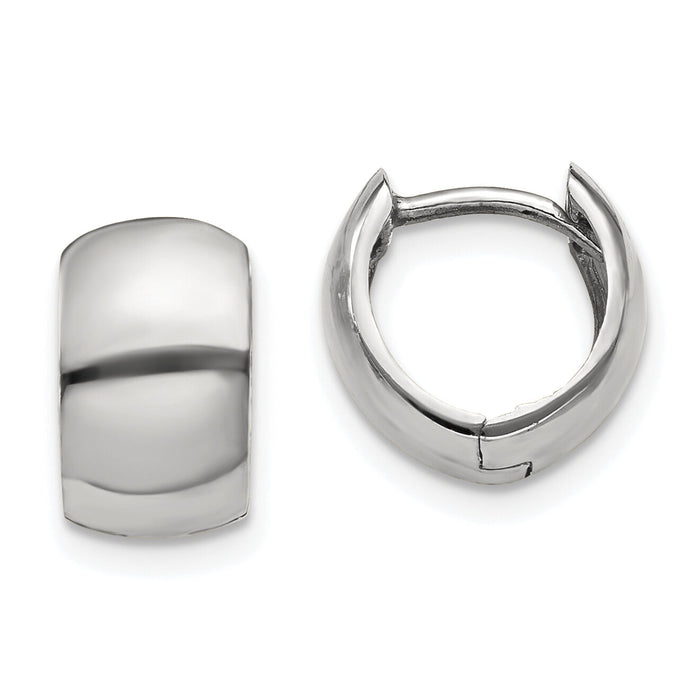 14k White Gold Round Hinged Hoop Earrings-TM616