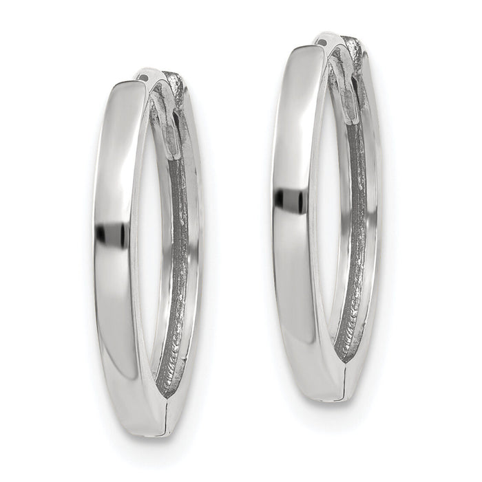 14k White Gold Round Hinged Earrings-TM618