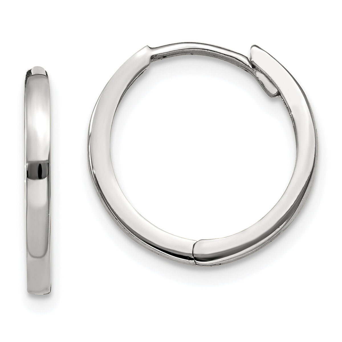 14k White Gold Round Hinged Earrings-TM618
