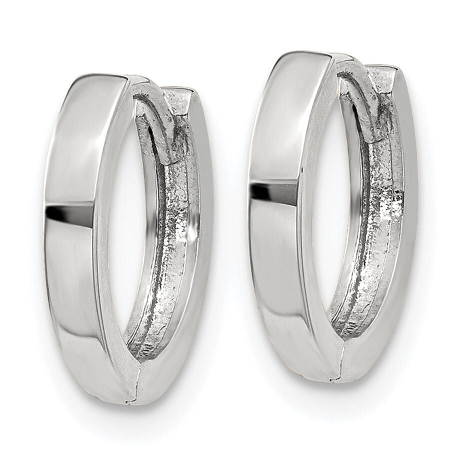 14k White Gold Round Hinged Hoop Earrings-TM620