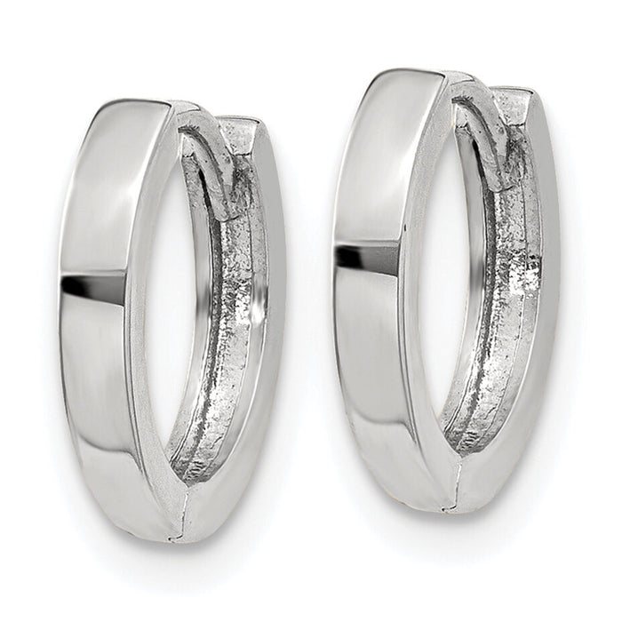 14k White Gold Round Hinged Hoop Earrings-TM620