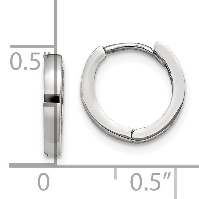 14k White Gold Round Hinged Hoop Earrings-TM620