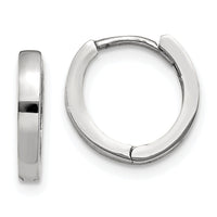 14k White Gold Round Hinged Hoop Earrings-TM620