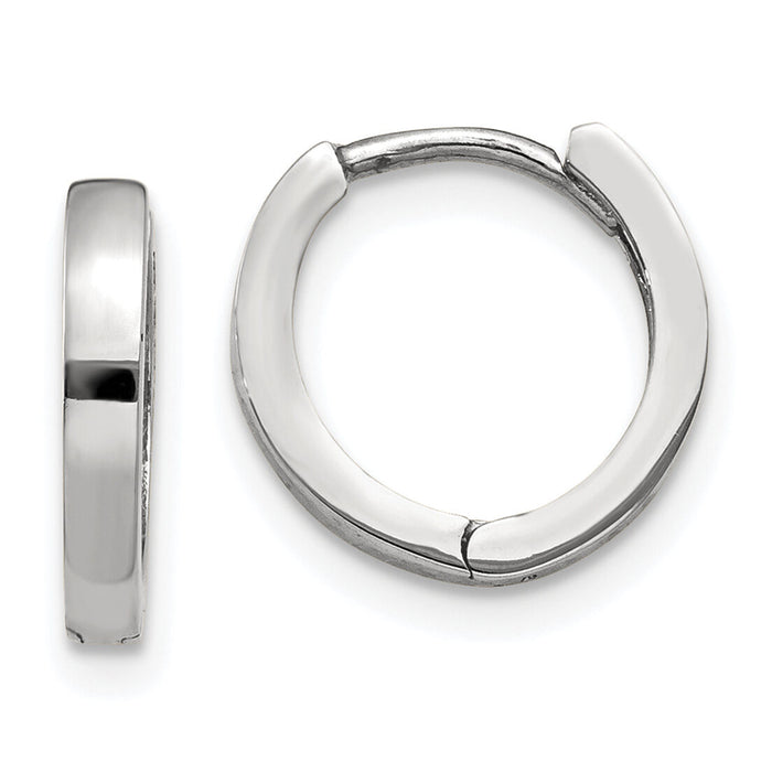14k White Gold Round Hinged Hoop Earrings-TM620