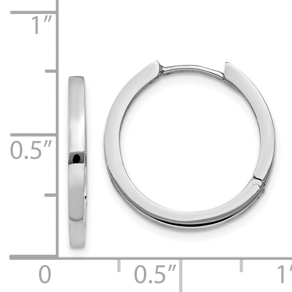 14K White Gold Hinged Hoop Earrings-TM621