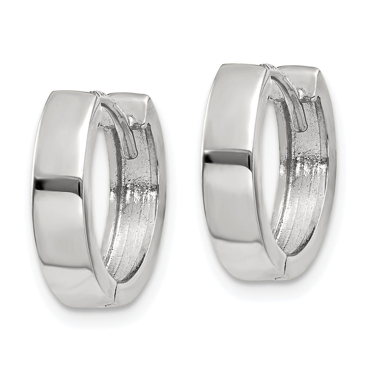 14k White Gold Round Hinged Hoop Earrings-TM623